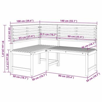 Gartenbänke Set 3 pcs Braun Massivholz Akazie
