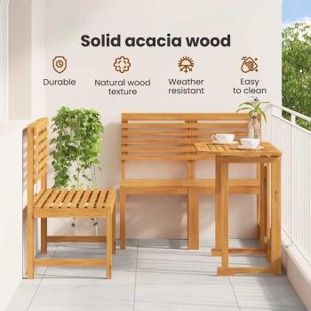 Garten Bistro Set 3 pcs Braun Massivholz Akazie