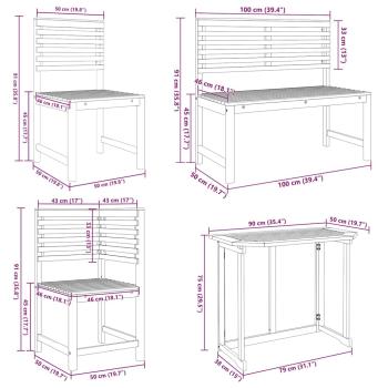 Garten Bistro Set 5 pcs Braun Massivholz Akazie
