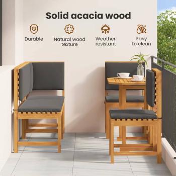 Garten Bistro Set 4 pcs Braun Massivholz Akazie