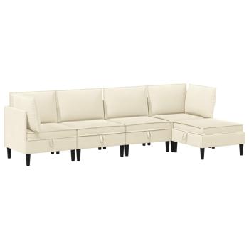 Wohnzimmergarnitur 5 stk. Creme Stoff