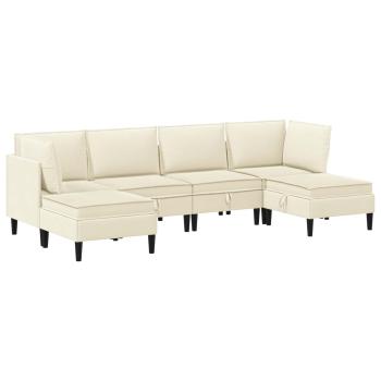 Wohnzimmergarnitur 6 Stk. Creme Stoff