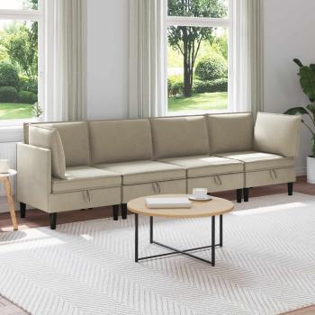 ARDEBO.de - Wohnzimmergarnitur 4 stk. Sand Stoff