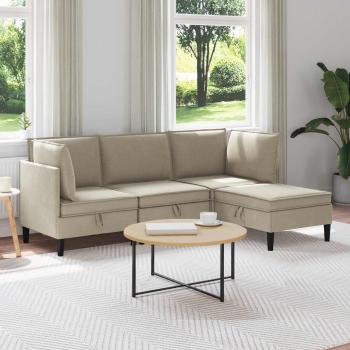 ARDEBO.de - Wohnzimmergarnitur 4 stk. Sand Stoff