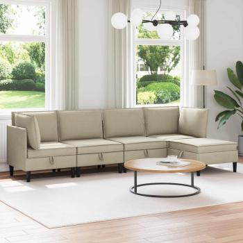 ARDEBO.de - Wohnzimmergarnitur 5 stk. Sand Stoff