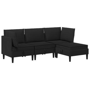 Wohnzimmergarnitur 4 stk. Schwarz Stoff