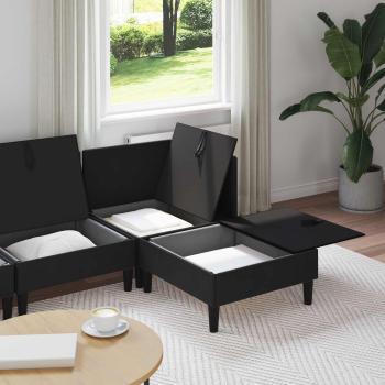 Wohnzimmergarnitur 4 stk. Schwarz Stoff