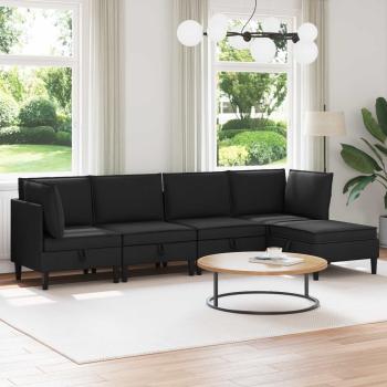 ARDEBO.de - Wohnzimmergarnitur 5 stk. 5-Sitzer Schwarz 280 x 140 x 82 cm