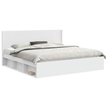 Bettgestell mit Stauraum und Kopfteil Weiß 200 x 200 cm