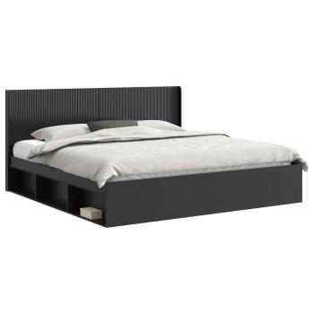 Bettgestell mit Stauraum und Kopfteil Schwarz 200 x 200 cm