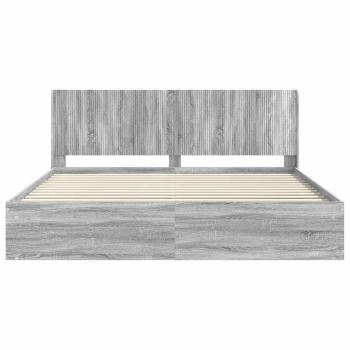 Bettgestell mit Stauraum und Kopfteil Sonoma-Grau 200 x 200 cm