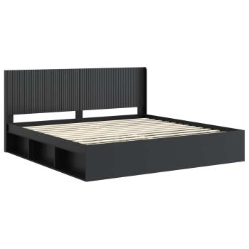 Bettgestell mit Stauraum und Kopfteil Schwarz 180 x 200 cm