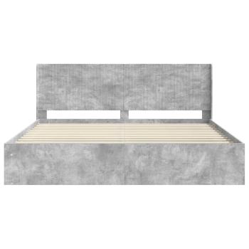 Bettgestell mit Stauraum und Kopfteil Betongrau 180 x 200 cm