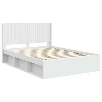 Bettgestell mit Stauraum und Kopfteil Weiß 120 x 200 cm