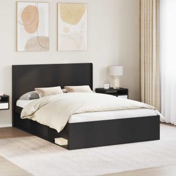 ARDEBO.de - Bettgestell mit Stauraum und Kopfteil Schwarz 120 x 200 cm