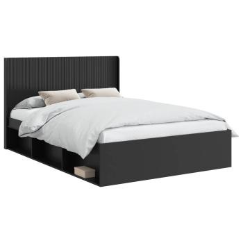 Bettgestell mit Stauraum und Kopfteil Schwarz 120 x 200 cm