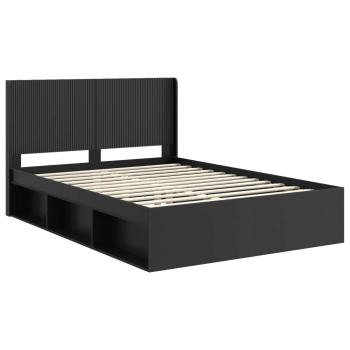 Bettgestell mit Stauraum und Kopfteil Schwarz 120 x 200 cm