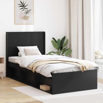 ARDEBO.de - Bettgestell mit Stauraum und Kopfteil Schwarz 100 x 200 cm
