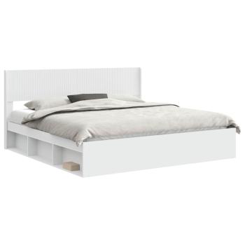 Bettgestell mit Stauraum und Kopfteil Weiß 200 x 200 cm