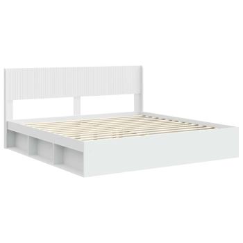 Bettgestell mit Stauraum und Kopfteil Weiß 200 x 200 cm