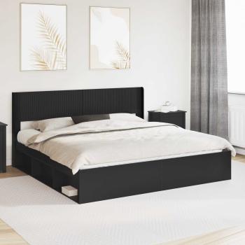 ARDEBO.de - Bettgestell mit Stauraum und Kopfteil Schwarz 180 x 200 cm