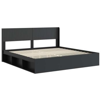 Bettgestell mit Stauraum und Kopfteil Schwarz 180 x 200 cm