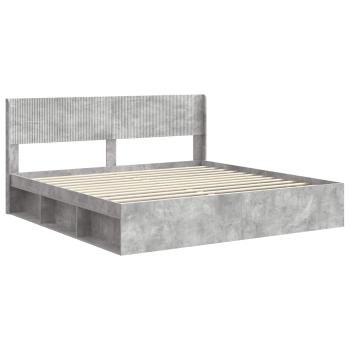 Bettgestell mit Stauraum und Kopfteil Betongrau 180 x 200 cm