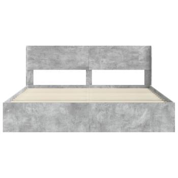 Bettgestell mit Stauraum und Kopfteil Betongrau 180 x 200 cm