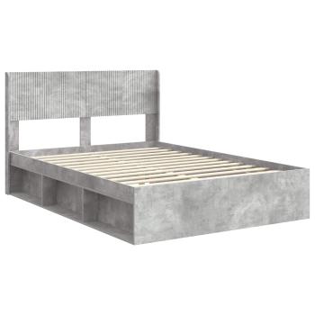 Bettgestell mit Stauraum und Kopfteil Betongrau 140 x 200 cm