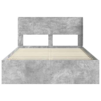Bettgestell mit Stauraum und Kopfteil Betongrau 140 x 200 cm