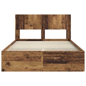 Bettgestell mit Stauraum und Kopfteil Altholz 120 x 200 cm