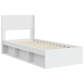 Bettgestell mit Stauraum und Kopfteil Weiß 100 x 200 cm