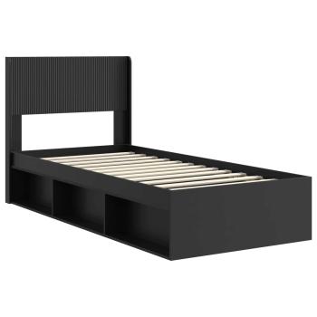 Bettgestell mit Stauraum und Kopfteil Schwarz 100 x 200 cm