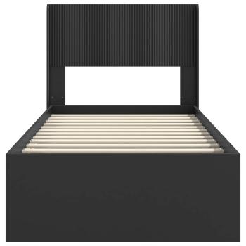 Bettgestell mit Stauraum und Kopfteil Schwarz 100 x 200 cm