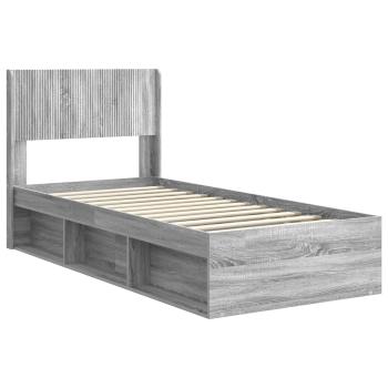 Bettgestell mit Stauraum und Kopfteil Grau Sonoma 100 x 200 cm