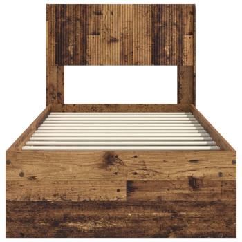 Bettgestell mit Stauraum und Kopfteil Altholz 100 x 200 cm