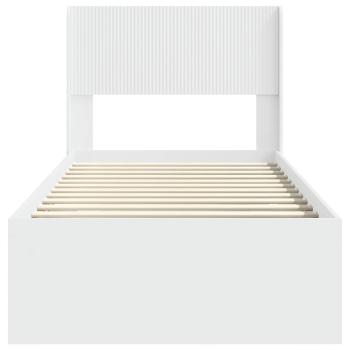 Bettgestell mit Stauraum und Kopfteil Weiß 90 x 200 cm