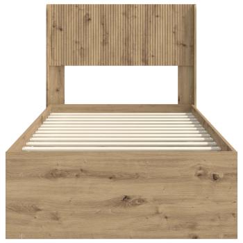 Bettgestell mit Stauraum und Kopfteil Artisan-Eiche 90 x 200 cm