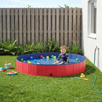 ARDEBO.de - Kinder Schwimmbecken Ø200 x 30 cm Rund für Kind für Rot