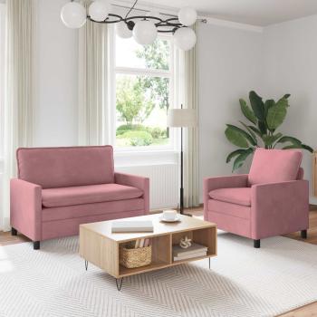 ARDEBO.de - Sofa Set 2 stk. Rosa Samt