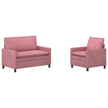 Sofa Set 2 stk. Rosa Samt