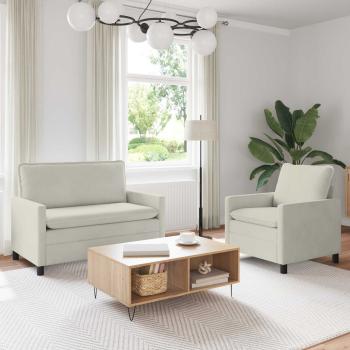 ARDEBO.de - Sofa Set 2 stk. Creme Samt
