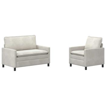 Sofa Set 2 stk. Creme Samt