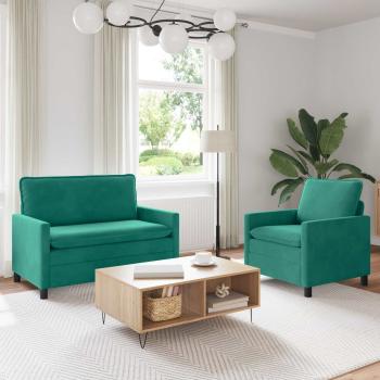 ARDEBO.de - Sofa Set 2 stk. Türkis Samt