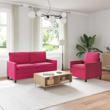ARDEBO.de - Sofa Set 2 stk. Weinrot Samt