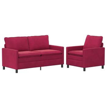 Sofa Set 2 stk. Weinrot Samt