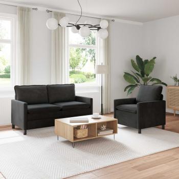 ARDEBO.de - Sofa Set 2 stk. Schwarz Samt