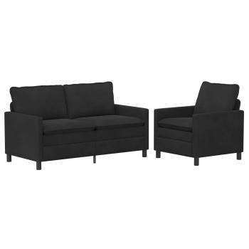 Sofa Set 2 stk. Schwarz Samt