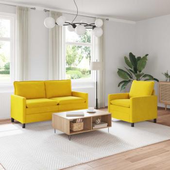 ARDEBO.de - Sofa Set 2 Stk. Gelb Samt