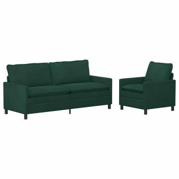 Sofa Set 2 stk. Dunkelgrün Samt